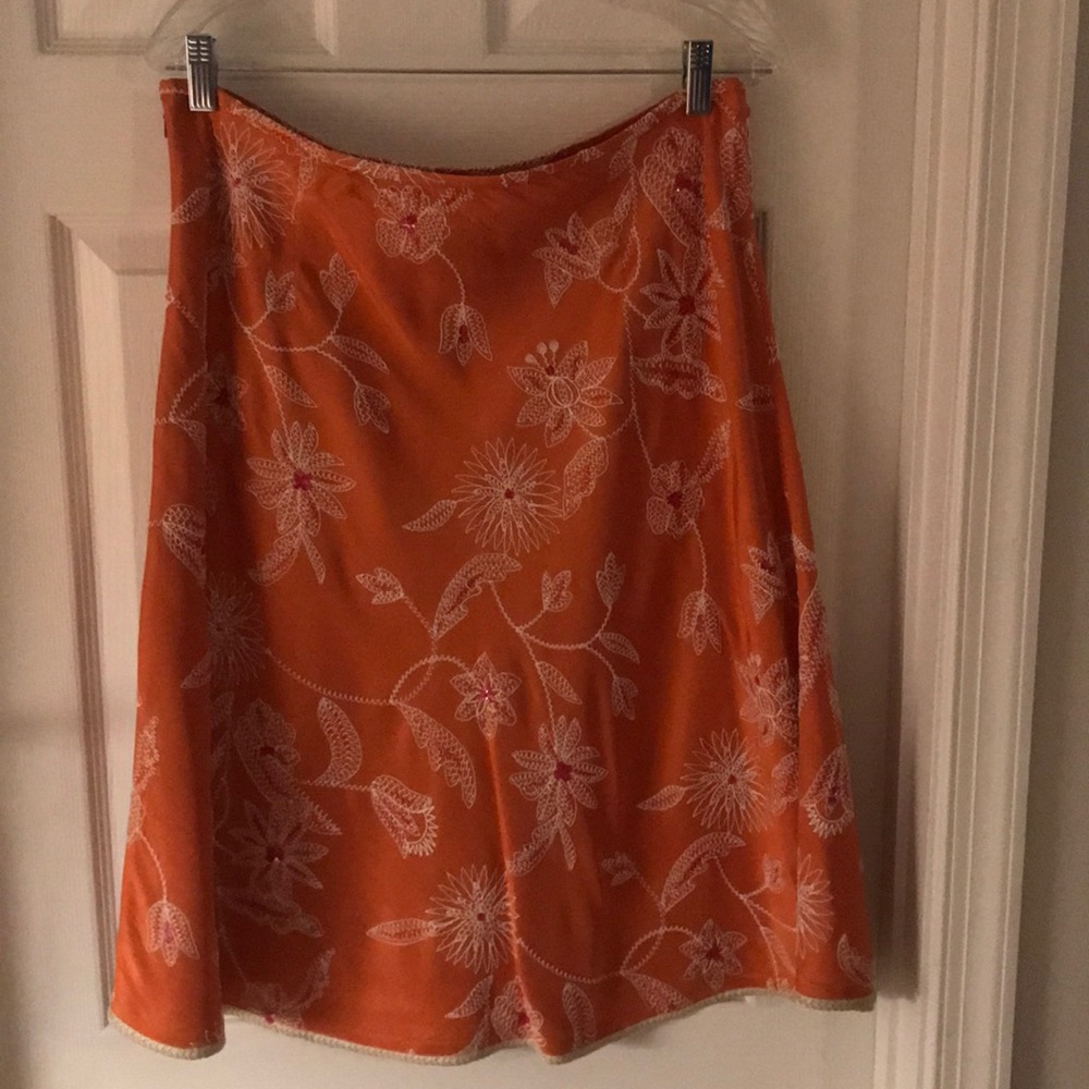 Talbots orange flower skirt